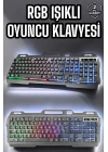 Led Işıklı Oyuncu Klavye Usb Girişli RGB Işıklı Q Klavye Mouse Hediyeli