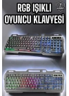 Led Işıklı Oyuncu Klavye Usb Girişli RGB Işıklı Q Klavye Mouse Hediyeli