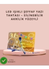 LED Işıklı Şeffaf Yazı Tahtası – Neon Etkili Akrilik Pano, Silinebilir, 7 Renkli Kalemli, 30x20 cm