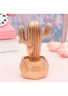 Led Işıklı Sevimli Kaktüs Dekoratif Masa ası Mini Biblo Gece ası-GOLD