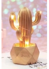 Led Işıklı Sevimli Kaktüs Dekoratif Masa ası Mini Biblo Gece ası-GOLD