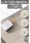 Led Lamba 3lü Uzaktan Kumandalı Yapışkanlı Beyaz Işık