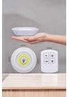 Led Lamba 3lü Uzaktan Kumandalı Yapışkanlı Beyaz Işık