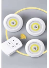 Led Lamba 3lü Uzaktan Kumandalı Yapışkanlı Beyaz Işık
