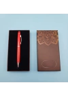 Mandala Desenli Kutulu Kırmızı Touchpen Tükenmez Kalem