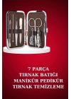 Manikür Pedikür Seti 7 Parça Tırnak Makası Kaş Makası Cımbız Çantalı