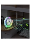 Masaüstü Vantilatör Usb Şarjlı Rgb Led Işıklı 3 Kademeli 180° Ayarlanabilir Soğutucu Fan Mavi