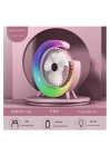 Masaüstü Vantilatör Usb Şarjlı Rgb Led Işıklı 3 Kademeli 180° Ayarlanabilir Soğutucu Fan Pembe