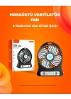 Mini Vantilatör Masaüstü – USB Girişli, Şarjlı, 3 Kademe, Sessiz Motor, Işıklı