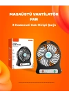 Mini Vantilatör Masaüstü – USB Girişli, Şarjlı, 3 Kademe, Sessiz Motor, Işıklı