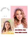 Mor Renk Kristal Taşlı Parlak Birthday Girl Yazılı Taç