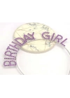 Mor Renk Kristal Taşlı Parlak Birthday Girl Yazılı Taç 16x17 Cm