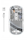 Mouse Fare Kablosuz Mouse Fare Şarjlı Bluetooth Sessiz 5 Tuşlu Şeffaf