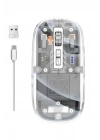 Mouse Fare Kablosuz Mouse Fare Şarjlı Bluetooth Sessiz 5 Tuşlu Şeffaf