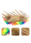 Naturel Renk Püsküllü Örme Hasır Hawaii Luau Aloha Şapka 13x36 Cm