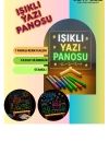 Neon Işıklı 7 Renk Işık Boyama Kalemli Led Resim Panosu Boyama Tahtası Kalemleri 20 X 20