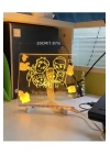 Neon Işıklı 7 Renk Işık Boyama Kalemli Led Resim Panosu Boyama Tahtası Kalemleri 20 X 20
