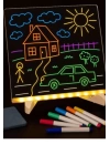 Neon Işıklı 7 Renk Işık Boyama Kalemli Led Resim Panosu Boyama Tahtası Kalemleri 20 X 20