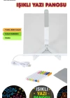 Neon Işıklı 7 Renk Işık Boyama Kalemli Led Resim Panosu Boyama Tahtası Kalemleri 20 X 20