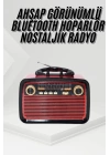 Nostalji Radyo Bluetooth Hoparlör USB-SD Kart Giriş Led Fener Işıklı Bataryalı Pilli