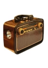 Nostalji Radyo Bluetooth Hoparlör USB-SD Kart Giriş Led Fener Işıklı Bataryalı Pilli