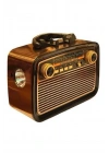Nostalji Radyo Bluetooth Hoparlör USB-SD Kart Giriş Led Fener Işıklı Bataryalı Pilli