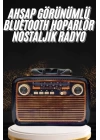 Nostaljik Görünümlü Ahşap Radyo TF SD USB Girişli Led Fener Işıklı