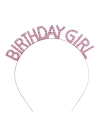 Pembe Renk Kristal Taşlı Parlak Birthday Girl Yazılı Taç 16x17 Cm