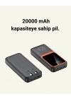 Powerbank 20000 mAh | 22.5W Hızlı Şarj, Dahili Kablolu, LCD Ekranlı Şarj Cihazı