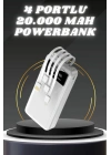 Powerbank Şarj Cihazı 4 Çıkışlı 20.000 MAH Powerbank Kompakt Yüksek Kapasiteli Hızlı Şarj
