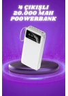 Powerbank Şarj Cihazı 4 Çıkışlı 20.000 MAH Powerbank Taşınabilir Çoklu Giriş