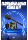 Pusulalı Katlanabilir Kazma Kürek Kamp Seti Kamp Küreği Portatif Çantalı