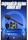 Pusulalı Katlanabilir Kazma Kürek Kamp Seti Kamp Küreği Portatif Çantalı