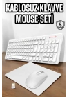 Q Klavye Beyaz Klavye Ve Mouse Seti Kablosuz USB Girişli