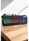 Q Klavye RGB Işıklı Klavye Ve Mouse Seti Kablolu Mouse Hediyeliş