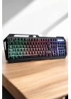 Q Klavye RGB Işıklı Klavye Ve Mouse Seti Kablolu Mouse Hediyeliş