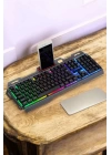 Q Klavye RGB Işıklı Klavye Ve Mouse Seti Kablolu Mouse Hediyeliş