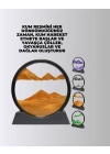 Rahatlatıcı Kum Sanatı – Yuvarlak Cam Çerçeveli Hareketli Kum Resmi, Ofis ve Ev İçin Etkileşimli Masaüstü Süs