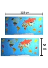 RenkliAtlas DünyaHaritası Manyetik Yapıştırıcı Gerektirmeyen Duvar Stickerı 118 CM * 56 CM