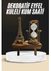 Retro Eyfel Kulesi Ve Kum Saati Dekoratif Ahşap Görünümlü Masa Biblosu