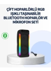 RGB Işıklı Çift Hoparlörlü Taşınabilir Bluetooth Speaker ve Mikrofon