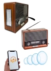 Saatli Fenerli Bluetooth Nostaljik Radyo AUX SD USB Girişli Bluetooth Hoparlör
