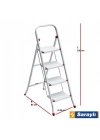 Saraylı Pratik Metal Merdiven Beyaz 4 Basamaklı