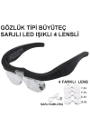 Şarjlı Gözlük Büyüteç  4 Farklı Lens 11537dc