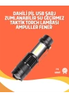Şarjlı LED El Feneri - 14500 Pil Dahil, 4 Işık Modu, Mini Boy