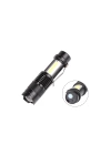 Şarjlı LED El Feneri - 14500 Pil Dahil, 4 Işık Modu, Mini Boy