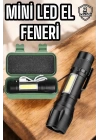 Şarjlı Metal Zoomlu El Feneri Işıldak Led Işık Taşınabilir El Lambası
