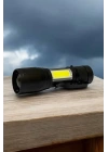 Şarjlı Metal Zoomlu El Feneri Işıldak Led Işık Taşınabilir El Lambası