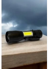 Şarjlı Metal Zoomlu El Feneri Işıldak Led Işık Taşınabilir El Lambası