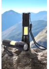 Şarjlı Metal Zoomlu El Feneri Işıldak Led Işık Taşınabilir El Lambası